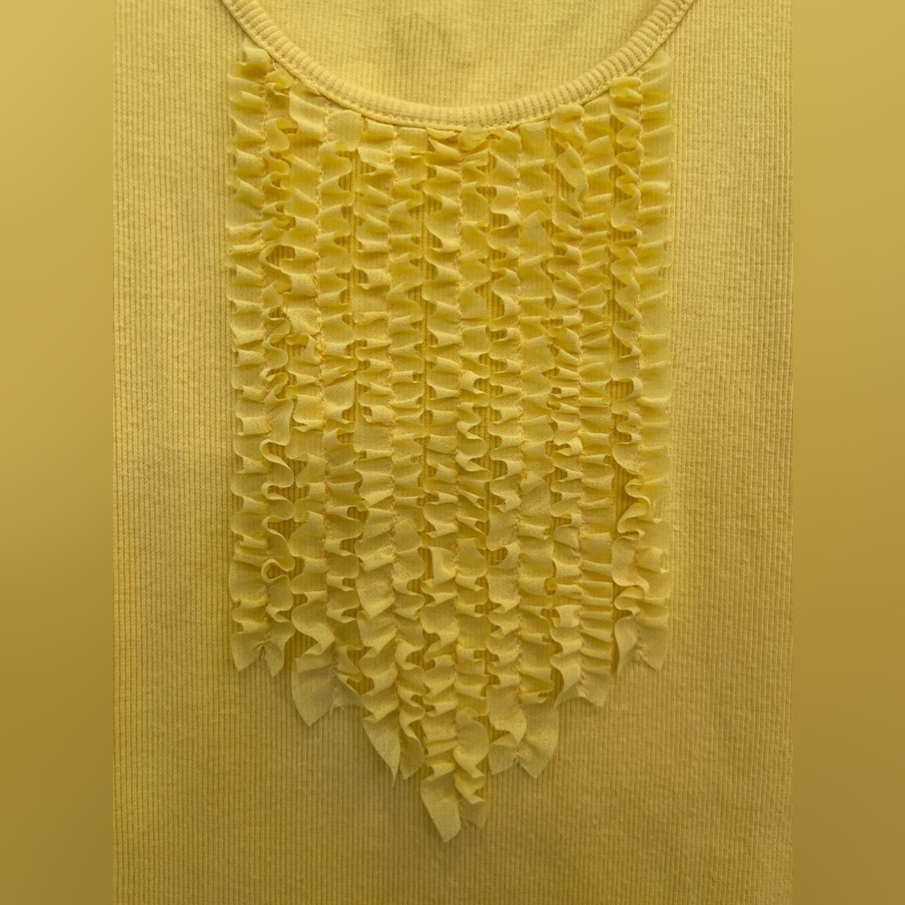 ☀️🌴Island Republic Ruffled Ribbed Stretch Yellow Tank Top Size Medium - Picture 6 of 8